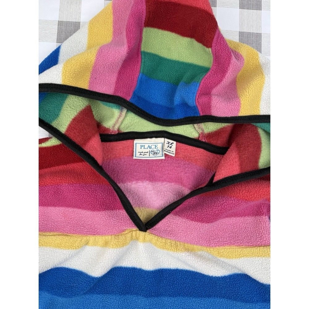 Rainbow Striped Fleece Hoodie Kids Colorful Pullover Place 14 The Children's Pla - Picture 2 of 4